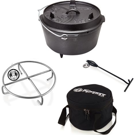 Petromax Feuertopf-Set ft9 mit Füßen 7,5 Liter Untersetzer, Tasche, Deckelheber