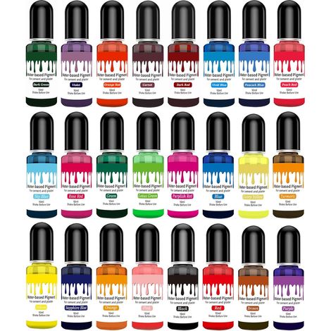 Pigments de Plâtre 24 Couleurs Pigment Liquide 10ml, Pigments de Couleur à Base d'eau pour le Plâtre, Poudre de Moulage, Poudre Céramique Blanche, Artisanat DIY (1/5)