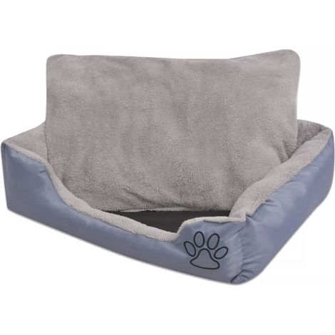 Lit pour chiens avec coussin rembourré 90 cm gris