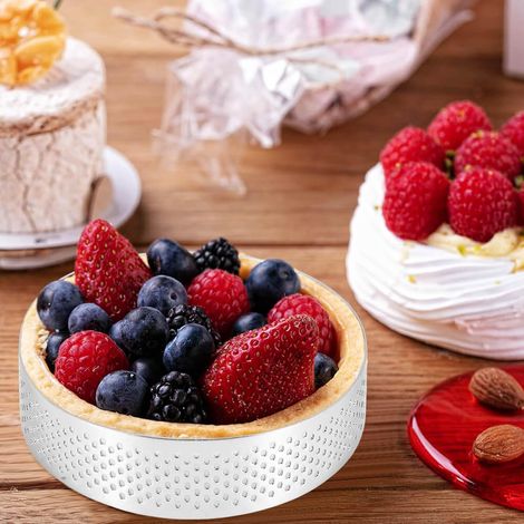 8 Anneau à gâteau Acier inoxydable 10 cm Perforé Double rouleau Résistant chaleur Pâtisserie