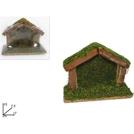 TrAdE Shop Traesio - Capanna Vuota 17x13x7.5 Cm Muschio Presepe Addobbo Decorazione Natale Natalizio -