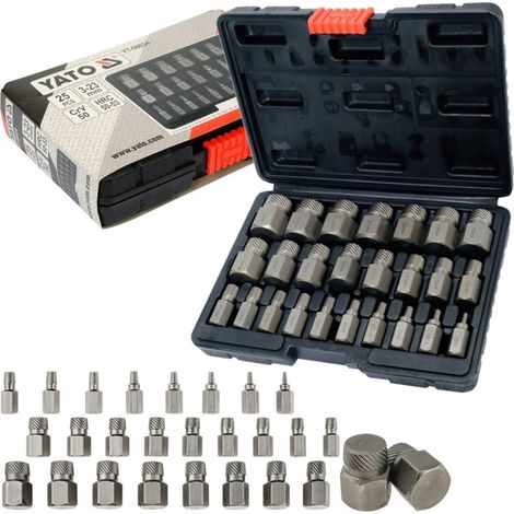 YATO Satz mit 25 Ausdrehern für beschädigte Sechskant-Torx-Schrauben YT-06034