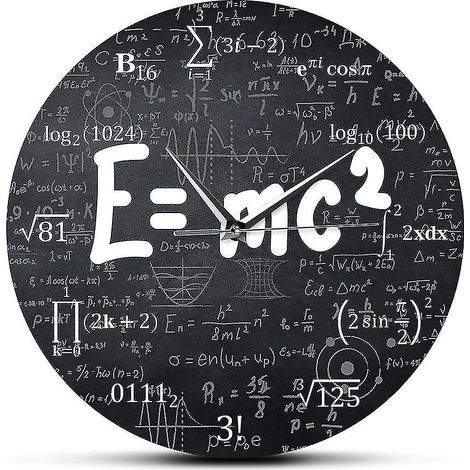 Wanduhr mit mathematischen Formeln zur Relativitätstheorie – Geschenk für Physiklehrer und Wissenschaftler – Klassenzimmerdekoration (1/5)