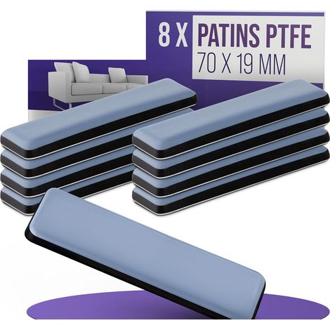 (8X Patins) für Meubles Téflon Auto-adhésifs - 70 x 19 mm (Carré) - Chaise de Planeur Professionnels/Planeur PTFE (Téflon) (1/5)