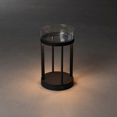 Konstsmide Chieti Lanterne Portative Effet Extérieur USB Noir Dimmable 2700, Déco Verre 3000K, IP54 (1/3)
