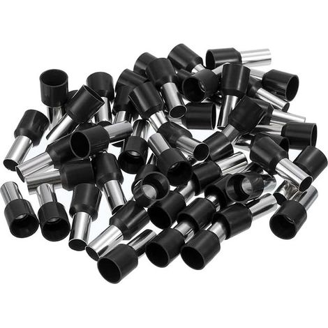 Embouts de Câble Connecteurs de Cosses Isolées pour Embouts de Câble Noir 16mm (1/2)