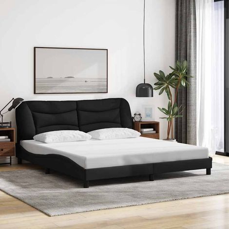 Cadre de lit sans matelas Hvar noir 180x200 cm tissu (1/5)