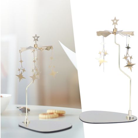 Porte Bougie Rotatif Magnétique Romantique Lumière Étoile Rotatif Triangle Wind Chime Candle Holder European Style Stainless Steel 13cm (1/5)