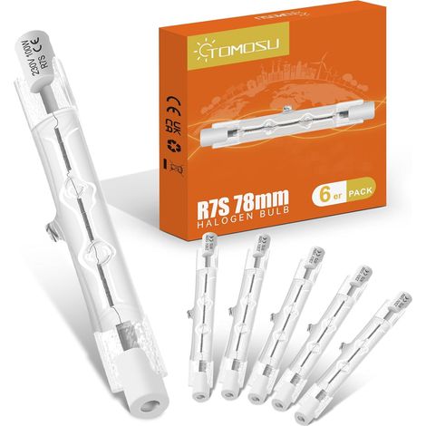 Ampoule Halogène R7S 78mm 100W Blanc Chaud Dimmable Haute Luminosité pour Éclairage Extérieur et Intérieur Lot de 6 (1/5)