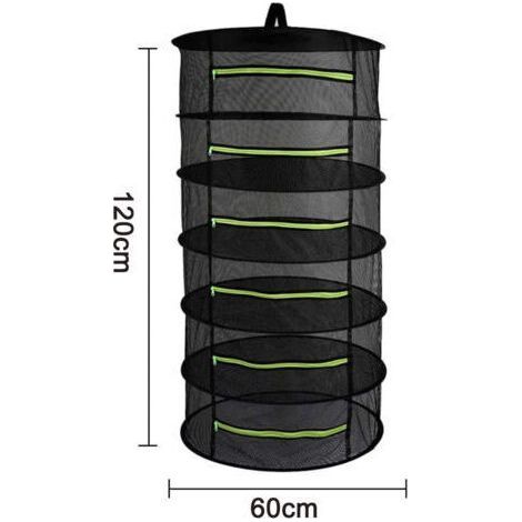 NALOOKAMIC 4/6 Layer Mesh Plant Drying Net, Foldable Hanging Net, Black Herb Drying Net with Zipper, Herb Dryer, Black ------ 6 Layers (1/4)