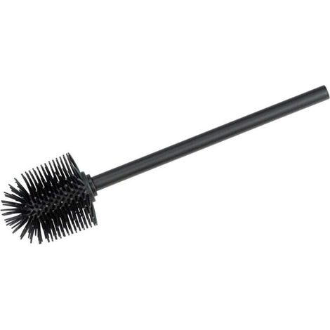 Ersatz-Toilettenbürste aus schwarzem Silikon, schwarze Toilettenbürste mit Edelstahlgriff – Silikon, Ø 8 x 35 cm, Schwarz