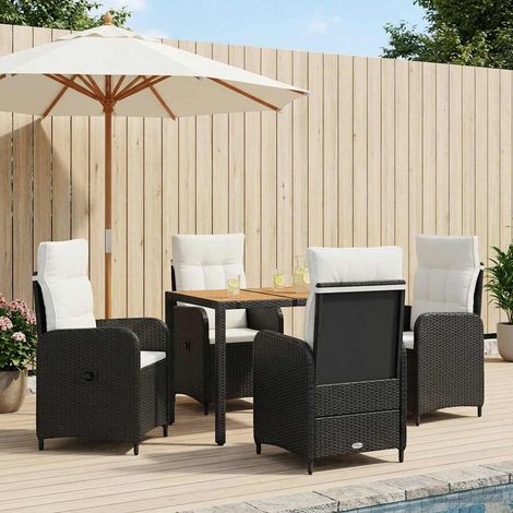 vidaXL Ensemble de repas extérieur 5 pc Noir et blanc crème (1/5)