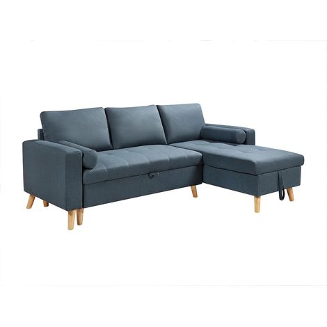 Divano letto angolare reversibile con contenitore in Tessuto Verde petrolio - KORI (1/5)