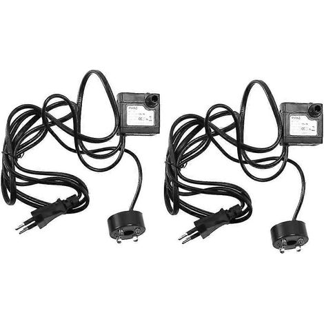 Lot de 2 pompes à eau submersibles de 3 W avec éclairage LED à 4 LED pour aquarium, fontaine, bassin, prise européenne. (1/4)