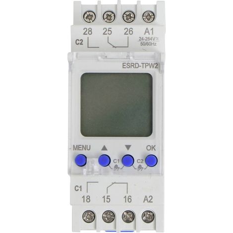 Counttec S2K90 Temporizzatore per guida DIN ESRD-TPD2 Multifunzionale, Programma settimanale, Programma giornaliero, Pr