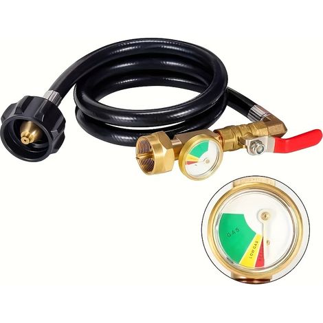 Tuyau de remplissage de propane haute pression avec manomètre, 350 PSI — Idéal pour le camping et le barbecue (1/5)