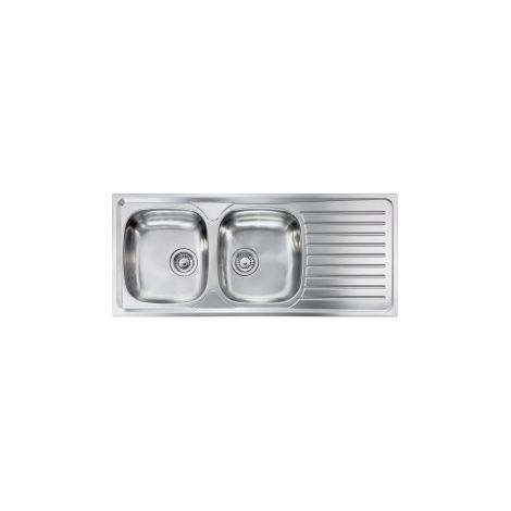 CM 010447SCSSX Siros Lavello da Incasso 2 Vasche Acciaio Inox Satinato con Gocciolatoio a Destra (116x50 cm) colore Acciaio Inox