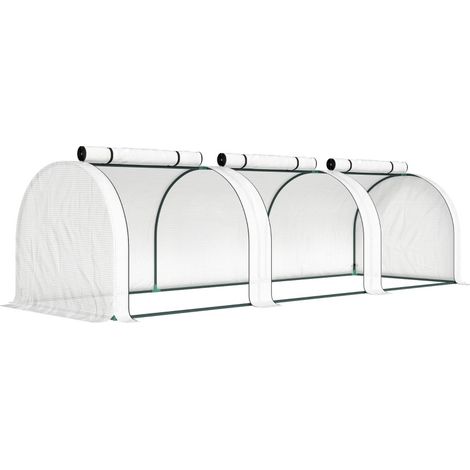 CHICFURN Serra a tunnel 295 x 100 x 80 cm in acciaio bianco, 3 finestre con zip (1/5)