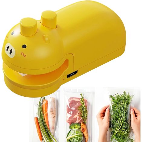 Mini sigillatore termico magnetico portatile per sacchetti, sigillatore manuale dal design giocoso, sigillatore compatto per sacchetti per riporre la cucina, confezionare snack e viaggiare (Giallo) (1/5)