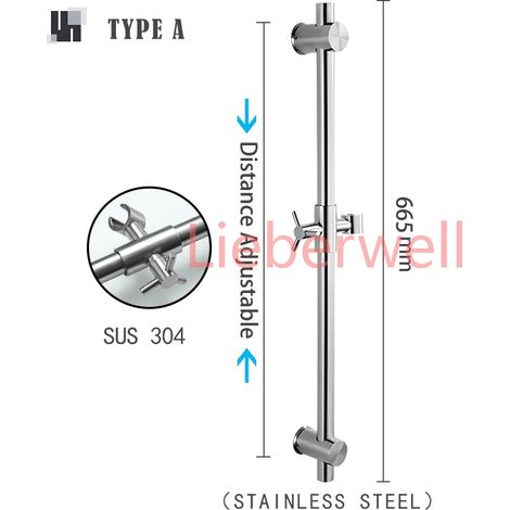 Barre marketde douche en acier inoxydable SUS304, support de pommeau de douche réglable, rond et carré brossé, dernier modèle (1/5)