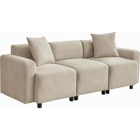 Divano a 3 posti in ciniglia beige MODENUIT (1/5)