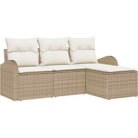 Maison Exclusive - Sofa Set mit Kissen 4 pcs Beige und Weiß Poly-