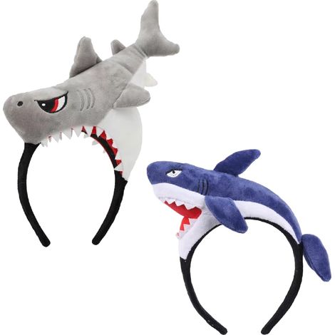 2 fasce per capelli a forma di squalo, fasce divertenti con animali, accessori per costumi da festa a tema squalo per ragazze e bambini (1/5)