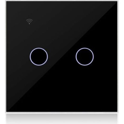 Interruttore intelligente WiFi a 2 vie, nero, compatibile con Alexa, interruttore touch a parete WiFi a doppia via con controllo tramite app Tuya/Smart Life, disponibile con neutro/non neutro - Crezuo (1/4)