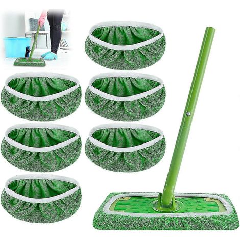 Lot de 6 lingettes de balai en microfibre réutilisables pour balai Swiffer, chiffons de balayage à sec et chiffons de lavage humides pour le nettoyage des sols (1/5)