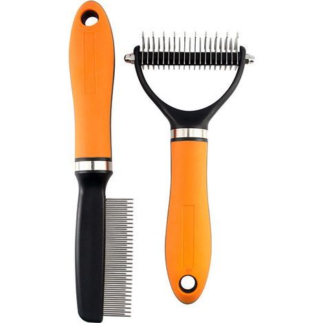 PET Beauty combo avec brosse et peigne d'épilation pour chiens à poils longs et chats aux cheveux emmêlés