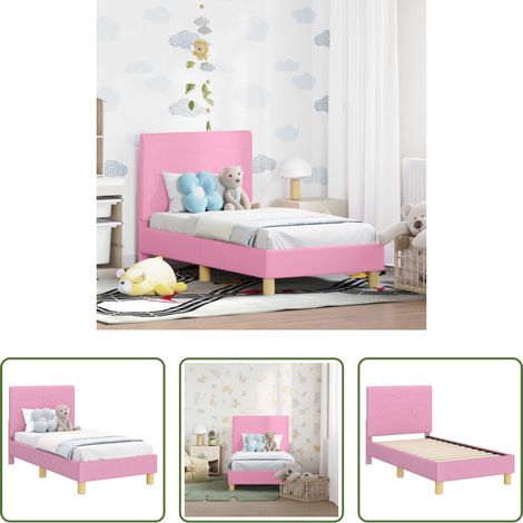 Kinderbettgestell - Kinderbettgestell mit Kopfteil Rosa 70 x 140 cm Stoff (1/5)