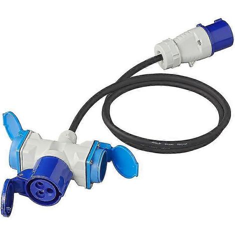 Câble adaptateur 150 cm 3x2,5 mm de connecteur CEE vers 2x Schuko + 1x prise CEE Walkbee [jkw] (1/4)