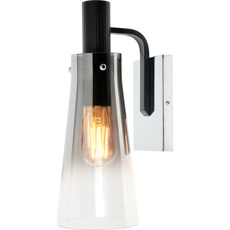 Visconte Atrani Wall Light With Smoke Tinted Cone Shade - Polished Chrome, Black (1/5)