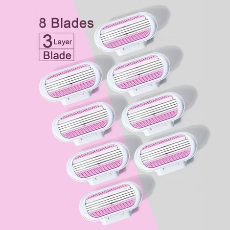 Tondeuse à Triple Lame pour Femmes — Rasoir Bikini en Acier Inoxydable — Épilation Corporelle et Faciale — Kit Portable (8 Lames [Pack Simple]) (1/4)