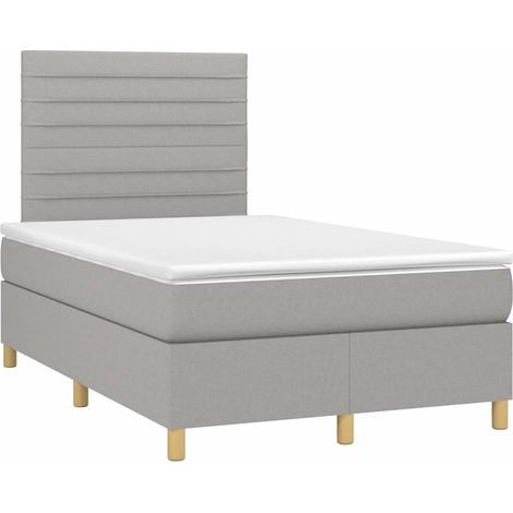 Lit double  Lit adulte  Sommier à lattes de lit et matelas gris clair 120x190 cm tissu