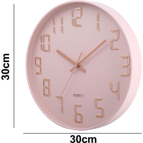 Horloge Murale Ronde - 30 Cm - Mouvement Silencieux - Verre Transparent - Cadran ABS - Pour Salon Chambre Bureau (1/5)