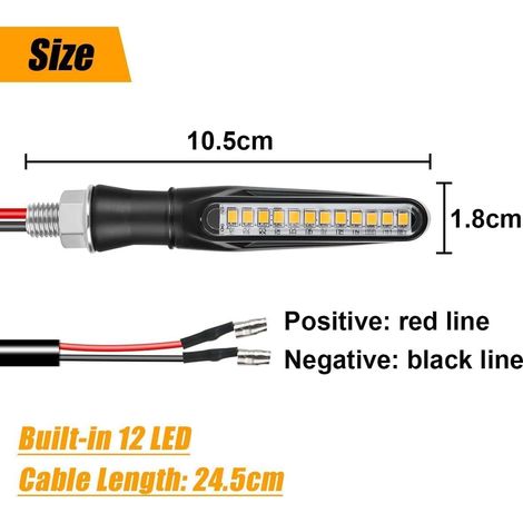 4 Pieces MiNi Clignotant LED Adapté Aux Motos E-mark DC12V IP67,Flowing Mode Clignotants Lumières Indicateurs de Tournage de Moto, Indicateurs de Moto LED,Pour Scooter Quad Cruiser Off Road (1/4)