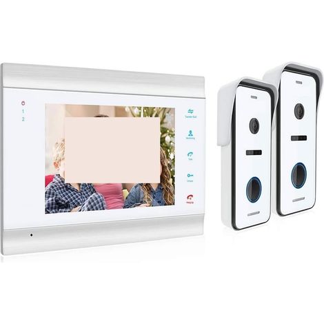 Caméra de sécurité sans fil avec sonnette vidéo Système d'interphone vidéo HD1080P de 7 pouces avec support de caméra de sonnette filaire haute définition déverrouillé Installation facile ( Color : 1 (1/5)
