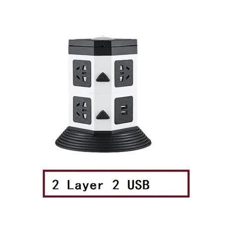 Prise à 2 couches de 1,8 m avec double rallonge de veilleuse USB protection contre les surcharges prise poreuse (1/4)