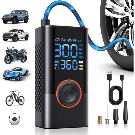 Reifenfüller --- Tragbarer Luftkompressor ---- Mini-tragbare, kabellose Luftpumpe, geeignet für Autos, Motorräder und Fahrräder