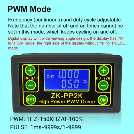 Tensione di funzionamento DC 3,3-30 V, frequenza 1 Hz-150 kHz, driver PWM ad alta potenza, regolatore di velocità del motore e design a impulsi a doppia modalità, driver con ciclo di lavoro regolabile (1/5)