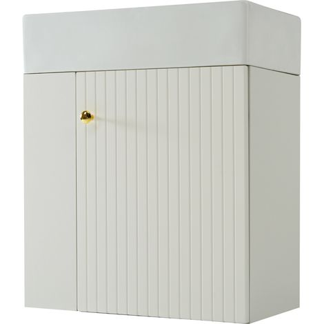 Mueble de baño suspendido con lavabo 55 cm blanco MODENUIT (1/5)