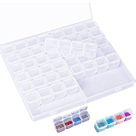 Boîte de rangement transparente à 56 compartiments, boîte à perles en plastique, boîte à outils, organisateur de bijoux pour perles, strass et accessoires de nail art (1/5)