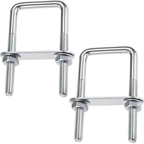 U-Bolts Square U-Bolts, 70 x 110 mm Stainless Steel U-Bolts, M8 U-Bolt with Frame Plate Nut and Washer, M8 U-Bolt for Fixing Boards and Pipes (70 x 110 mm) (1/5)