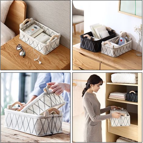 Aufbewahrungskorb aus Filz, rechteckige Aufbewahrungsbox für Wäsche, mit Griffen, für Zuhause, Schlafzimmer, Badezimmer, Regale und Kleiderschrank. (1/5)
