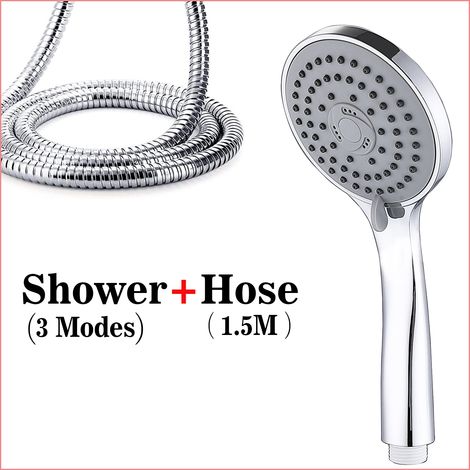 3 Modes High Turbo Pressure Chrome Shower Head Bathroom Powerful Water Saving (1/5)