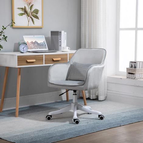 Fauteuil de bureau avec fonction massage, fauteuil de direction ergonomique, réglable en hauteur, pivotant à 360°, fauteuil d'ordinateur, aspect velours, gris