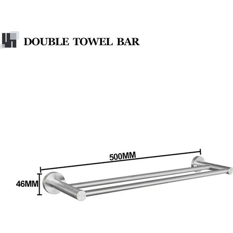 Porte-serviettes double en nickel brossé, crochet pour peignoir, étagère pour serviettes et papier toilette. (1/5)