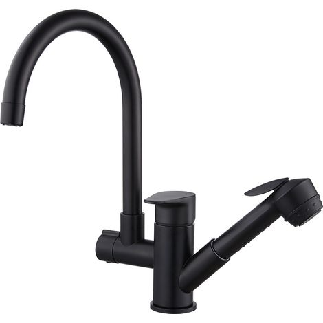 Robinet d'évier de cuisine tout cuivre avec eau chaude et froide, robinet pour évier à légumes, robinet d'évier pivotant rétractable multifonctionnel (Entrée d'eau : 60 cm) - RAPANDA