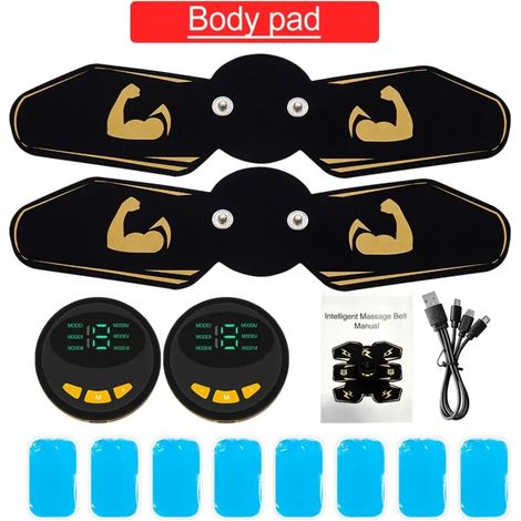 Appareil d'électrostimulation musculaire pour abdominaux, bras et jambes, stimulateur ABS, fitness, fessiers, appareil de massage amincissant pour le massage musculaire, unisexe03730-AquaForge